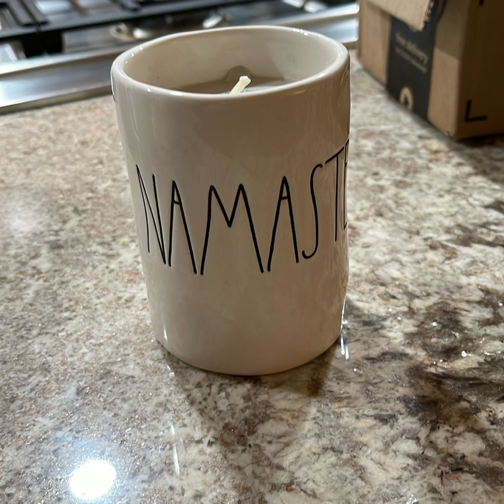Rae Dunn candle-“Namaste” sandalwood scent
